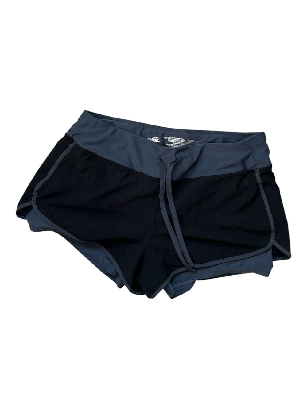 Avia Black and Dark Gray Women's Athletic Shorts with Drawstring